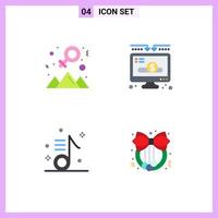 Set of 4 Modern UI Icons Symbols Signs for achievement music success money note Editable Vector Design Elements