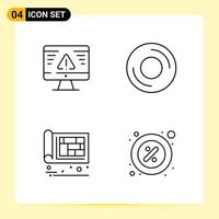 4 iconos creativos para el diseño moderno de sitios web y aplicaciones móviles receptivas 4 símbolos de contorno signos sobre fondo blanco paquete de 4 iconos vector