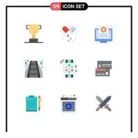 Universal Icon Symbols Group of 9 Modern Flat Colors of education hand watch setting watch staircase Editable Vector Design Elements