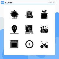 9 iconos creativos signos y símbolos modernos de folleto anuncio peso coche niño elementos de diseño vectorial editables vector