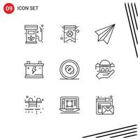 9 Universal Outline Signs Symbols of football power communication battery send Editable Vector Design Elements