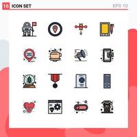 16 User Interface Flat Color Filled Line Pack of modern Signs and Symbols of pin email china design cell Editable Creative Vector Design Elements