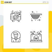 Collection of 4 Universal Line Icons Icon Set for Web and Mobile vector