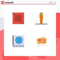 Pack of 4 Modern Flat Icons Signs and Symbols for Web Print Media such as cross book carrot veg love Editable Vector Design Elements