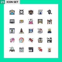 Pack of 25 creative Filled line Flat Colors of options file time document food Editable Vector Design Elements