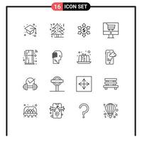 Group of 16 Outlines Signs and Symbols for remote fridge dollar shop ecommerce Editable Vector Design Elements