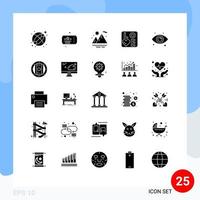 Universal Icon Symbols Group of 25 Modern Solid Glyphs of web view summer eye heart Editable Vector Design Elements