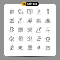 Group of 25 Lines Signs and Symbols for briefcase designer heart design food Editable Vector Design Elements