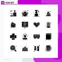 16 Thematic Vector Solid Glyphs and Editable Symbols of loan payment avatar mortgage student Editable Vector Design Elements