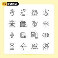 16 Creative Icons for Modern website design and responsive mobile apps 16 Outline Symbols Signs on White Background 16 Icon Pack vector