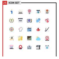 Pack of 25 creative Flat Colors of cube security leaf cctv hot air Editable Vector Design Elements