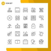 25 Icon Set Line Style Icon Pack Outline Symbols isolated on White Backgound for Responsive Website Designing vector