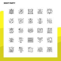 conjunto de iconos de línea de fiesta nocturna conjunto de 25 iconos diseño de estilo minimalista vectorial conjunto de iconos negros paquete de pictogramas lineales vector