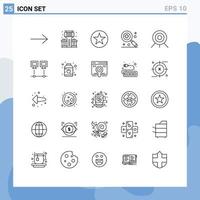 Group of 25 Lines Signs and Symbols for connection target insignia sport medical Editable Vector Design Elements