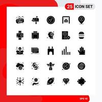 25 Universal Solid Glyphs Set for Web and Mobile Applications percentage offer map ecommerce open Editable Vector Design Elements