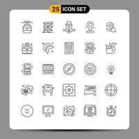 paquete de iconos de vector de stock de 25 signos y símbolos de línea para elementos de diseño de vector editables de diseño de ubicación compleja de pin de burbuja de chat