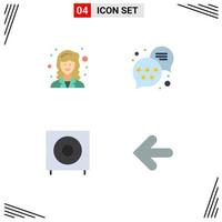 Modern Set of 4 Flat Icons and symbols such as academic electronics scientist rating subwoofer Editable Vector Design Elements