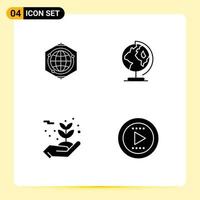 Set of 4 Commercial Solid Glyphs pack for globe environment idea worldwide protecting Editable Vector Design Elements