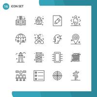 Modern Set of 16 Outlines and symbols such as investment finance edit marketing decision Editable Vector Design Elements