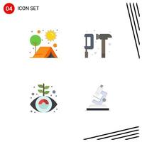 4 Universal Flat Icons Set for Web and Mobile Applications camp hammer outdoors construction finance Editable Vector Design Elements