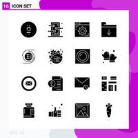 Solid Icon set Pack of 16 Glyph Icons isolated on White Background for Web Print and Mobile vector