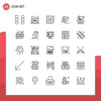 25 Universal Line Signs Symbols of picture development atoms cable machine Editable Vector Design Elements