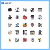 Modern Set of 25 Filled line Flat Colors and symbols such as debit card web audiance marketing Editable Vector Design Elements