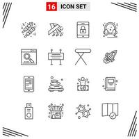 16 Icons Line Style Grid Based Creative Outline Symbols for Website Design Simple Line Icon Signs Isolated on White Background 16 Icon Set vector