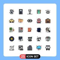 25 iconos creativos, signos y símbolos modernos de tecnología de lápiz cerrado, cuaderno de bocetos, cuaderno, elementos de diseño vectorial editables vector