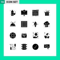 Pictogram Set of 16 Simple Solid Glyphs of ecology house eco home gadget sound midi Editable Vector Design Elements