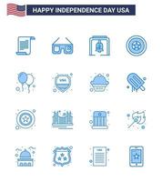 16 Blue Signs for USA Independence Day celebrate medal alert independence day holiday Editable USA Day Vector Design Elements