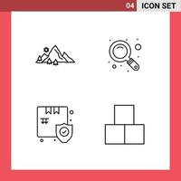 Universal Icon Symbols Group of 4 Modern Filledline Flat Colors of mountain shopping nature search security Editable Vector Design Elements