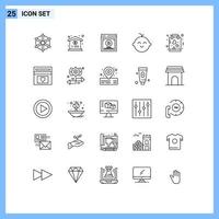 User Interface Pack of 25 Basic Lines of paper favorite comparing buy child Editable Vector Design Elements