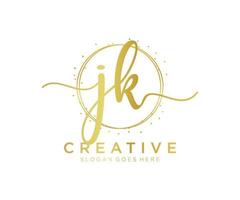 Initial JK feminine logo. Usable for Nature, Salon, Spa, Cosmetic and Beauty Logos. Flat Vector Logo Design Template Element.