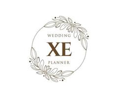 colección de logotipos de monograma de boda con letras iniciales xe, plantillas florales y minimalistas modernas dibujadas a mano para tarjetas de invitación, guardar la fecha, identidad elegante para restaurante, boutique, café en vector