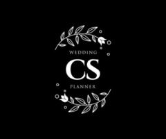 colección de logotipos de monograma de boda con letras iniciales cs, plantillas florales y minimalistas modernas dibujadas a mano para tarjetas de invitación, guardar la fecha, identidad elegante para restaurante, boutique, café en vector