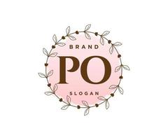 Initial PO feminine logo. Usable for Nature, Salon, Spa, Cosmetic and Beauty Logos. Flat Vector Logo Design Template Element.