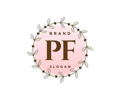 logotipo femenino pf inicial. utilizable para logotipos de naturaleza, salón, spa, cosmética y belleza. elemento de plantilla de diseño de logotipo de vector plano.