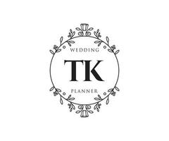 TK Initials letter Wedding monogram logos collection, hand drawn modern minimalistic and floral templates for Invitation cards, Save the Date, elegant identity for restaurant, boutique, cafe in vector