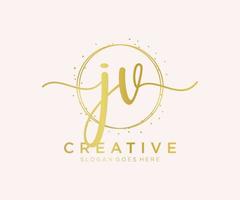 Initial JV feminine logo. Usable for Nature, Salon, Spa, Cosmetic and Beauty Logos. Flat Vector Logo Design Template Element.