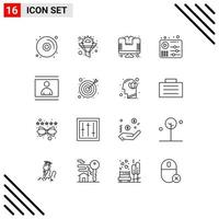 16 User Interface Outline Pack of modern Signs and Symbols of image play online music audio Editable Vector Design Elements