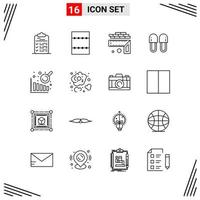 16 Icons Line Style Grid Based Creative Outline Symbols for Website Design Simple Line Icon Signs Isolated on White Background 16 Icon Set vector