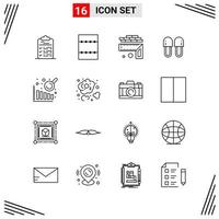 16 Icons Line Style Grid Based Creative Outline Symbols for Website Design Simple Line Icon Signs Isolated on White Background 16 Icon Set vector