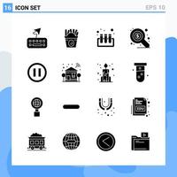 Modern 16 solid style icons Glyph Symbols for general use Creative Solid Icon Sign Isolated on White Background 16 Icons Pack vector