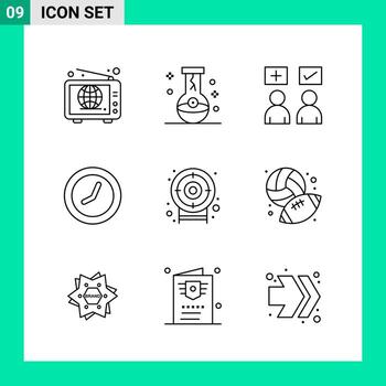 Pack of 9 Line Style Icon Set Outline Symbols for print Creative Signs Isolated on White Background 9 Icon Set vector