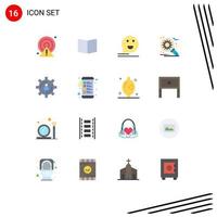 Universal Icon Symbols Group of 16 Modern Flat Colors of setting development cover customize happy Editable Pack of Creative Vector Design Elements