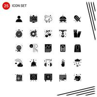 Modern Set of 25 Solid Glyphs and symbols such as american icecream crowdsourcing ufo astronomy Editable Vector Design Elements
