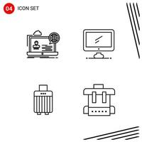 Collection of 4 Vector Icons in Line style Pixle Perfect Outline Symbols for Web and Mobile Line Icon Signs on White Background 4 Icons