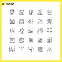 paquete de iconos vectoriales de stock de 25 signos y símbolos de línea para chef hat cafe correo electrónico música audio elementos de diseño vectorial editables vector