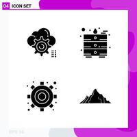 Solid Icon set Pack of 4 Glyph Icons isolated on White Background for Web Print and Mobile